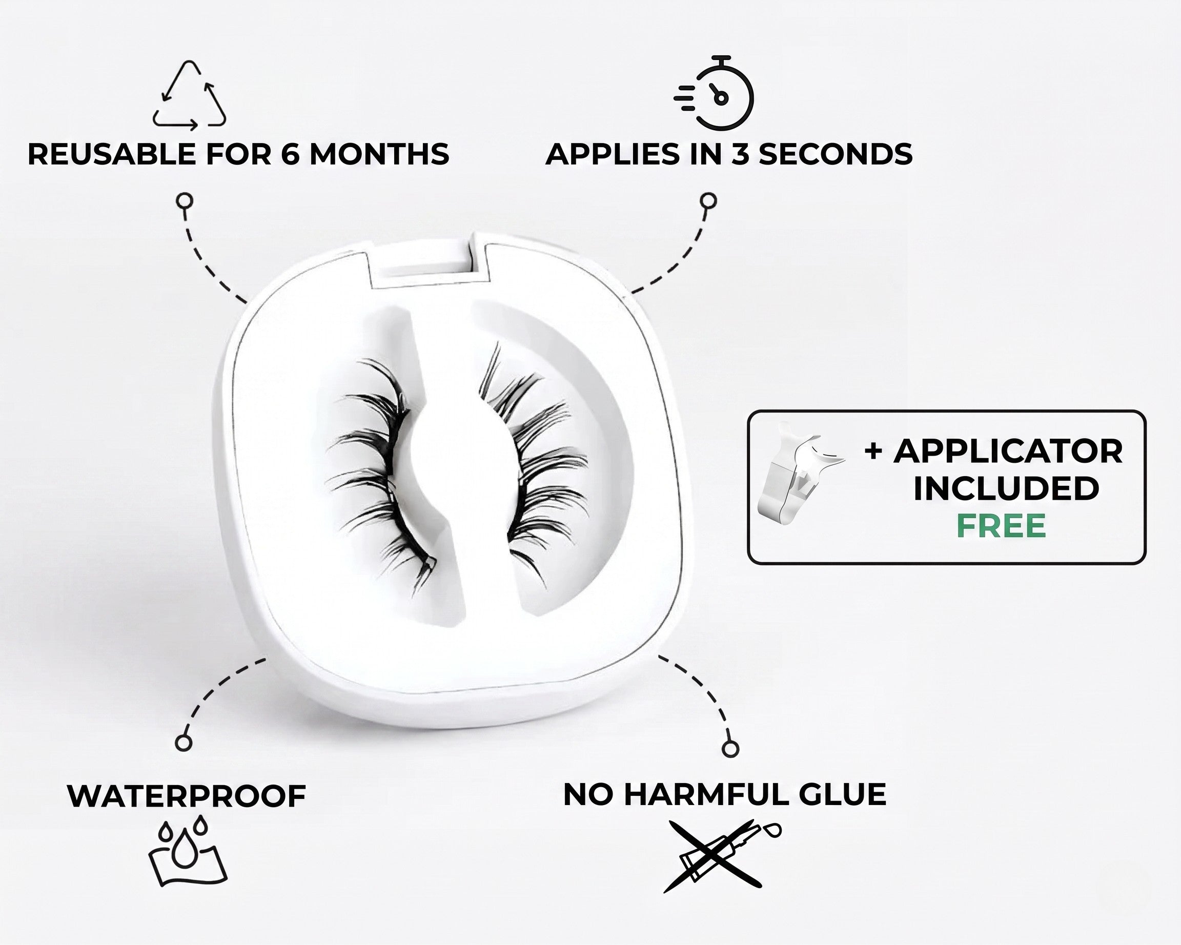 Reusable magnetic eyelashes | No glue needed
